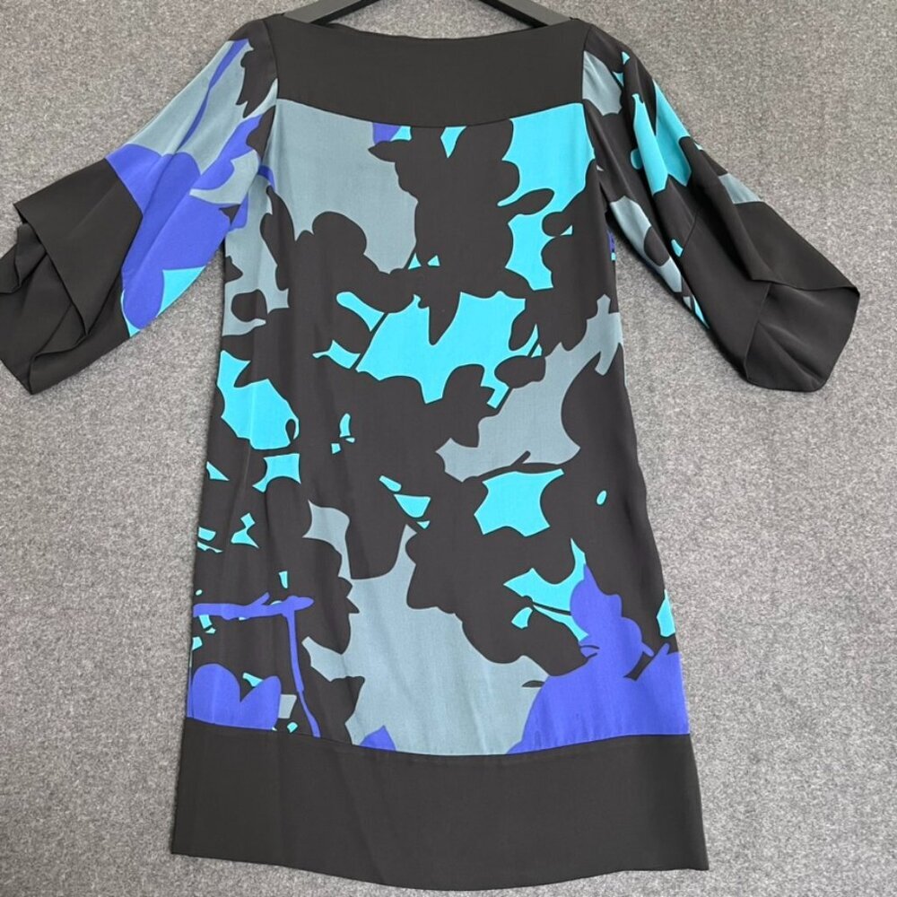Diane Von Furstenberg Floral Garden Silk Boat Neck Mini Dress‎